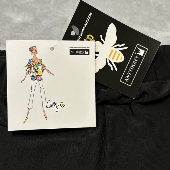 Antthony Original Pull-On Black Pants Women's Large Stretch Knit Wide-Leg NEW - Picture 3 of 12